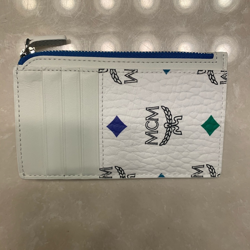 MCM Leather Visetos Zip Card/Lanyard